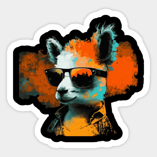 Summery DJ llama/alpaca with sunglasses in a cool style Sticker by MLArtifex